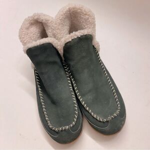 Blondo Serene Waterproof Green Suede Moc Slipper shoes boots sherpa lined 7